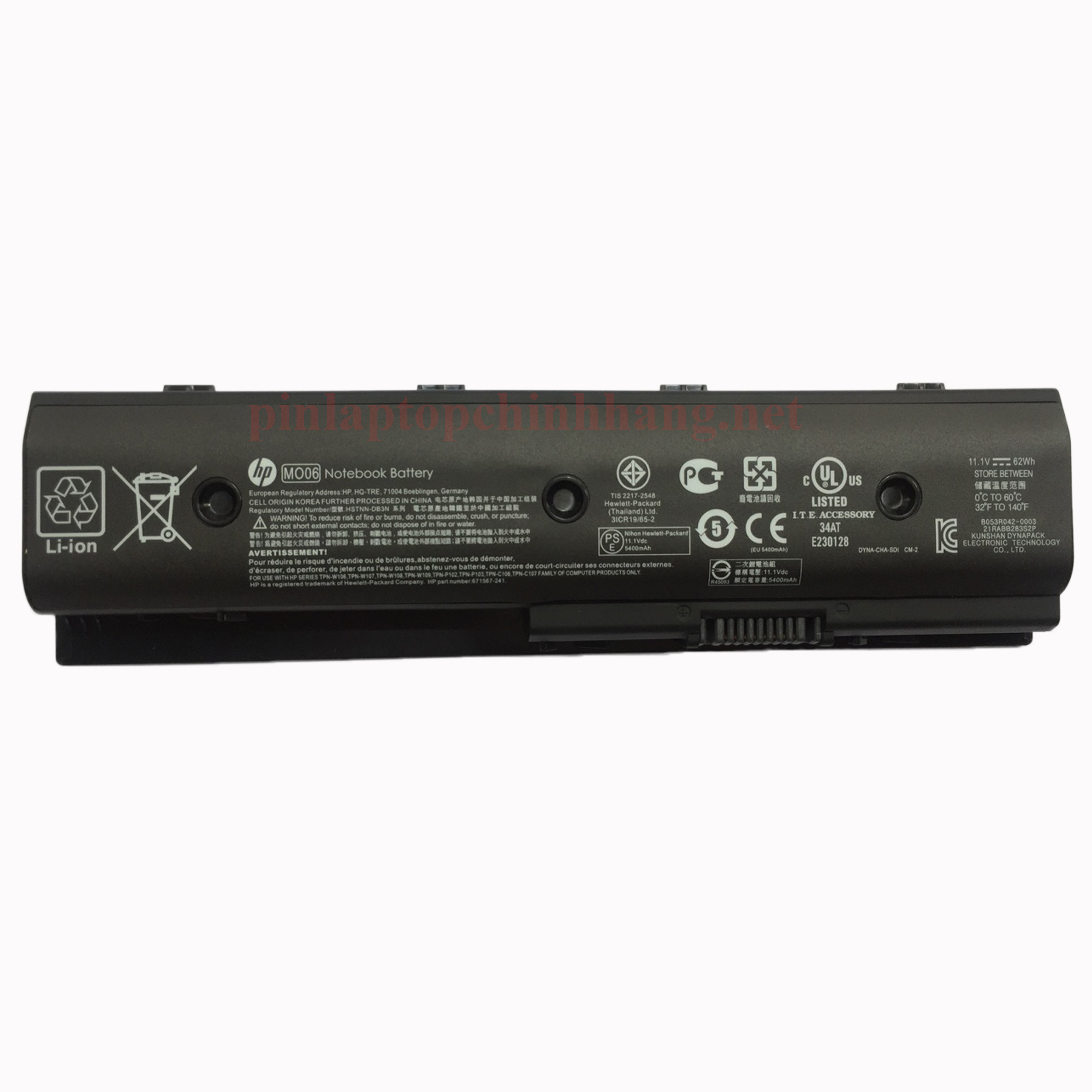 Pin Laptop HP/ Battery HP/ Pin HP Envy DV4-5000/ /DV6/ DV6-7000/ DV6-7014NR/ DV6-7200/ DV7-7000/ M6-1045DX/ M6-1035DX/ M6-1125DX/ HSTNN-LB3N/ 672412-001 (11.1V-62Wh-6Cell) MO06