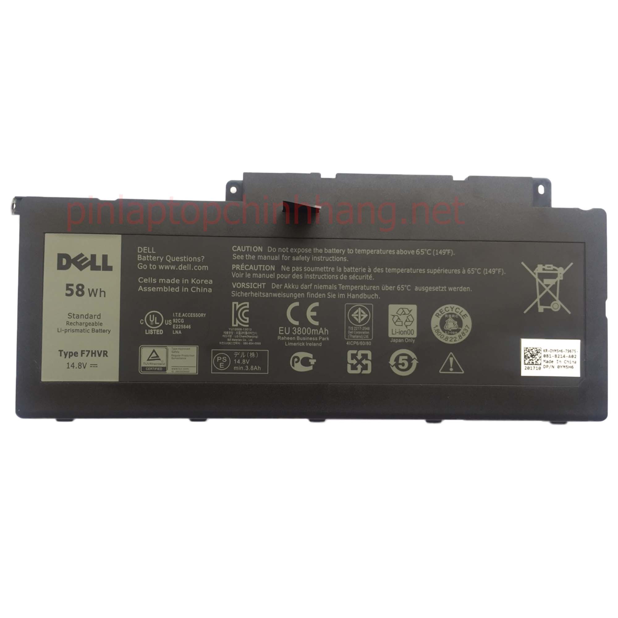 Pin Laptop Dell/ Battery Dell/ Pin Dell Original Inspiron 14 7437/ 15 7537/ 17 7737/ 062VNH/ Y1FGD/ G4YJM/ T2T3J (14.8V-58Wh-4cell) F7HVR 