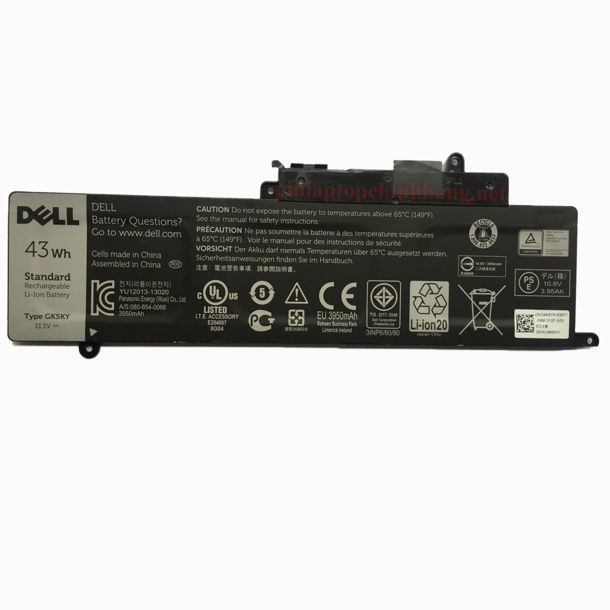 Pin Laptop Dell/ Battery Dell/ Pin Dell Inspiron 11 3152/ 3147/ 3148/ Inspiron13 7347 / 7348 / 7352/ Inspiron 15 7558/ 7568  (11.1V-43Wh-3Cell) GK5KY