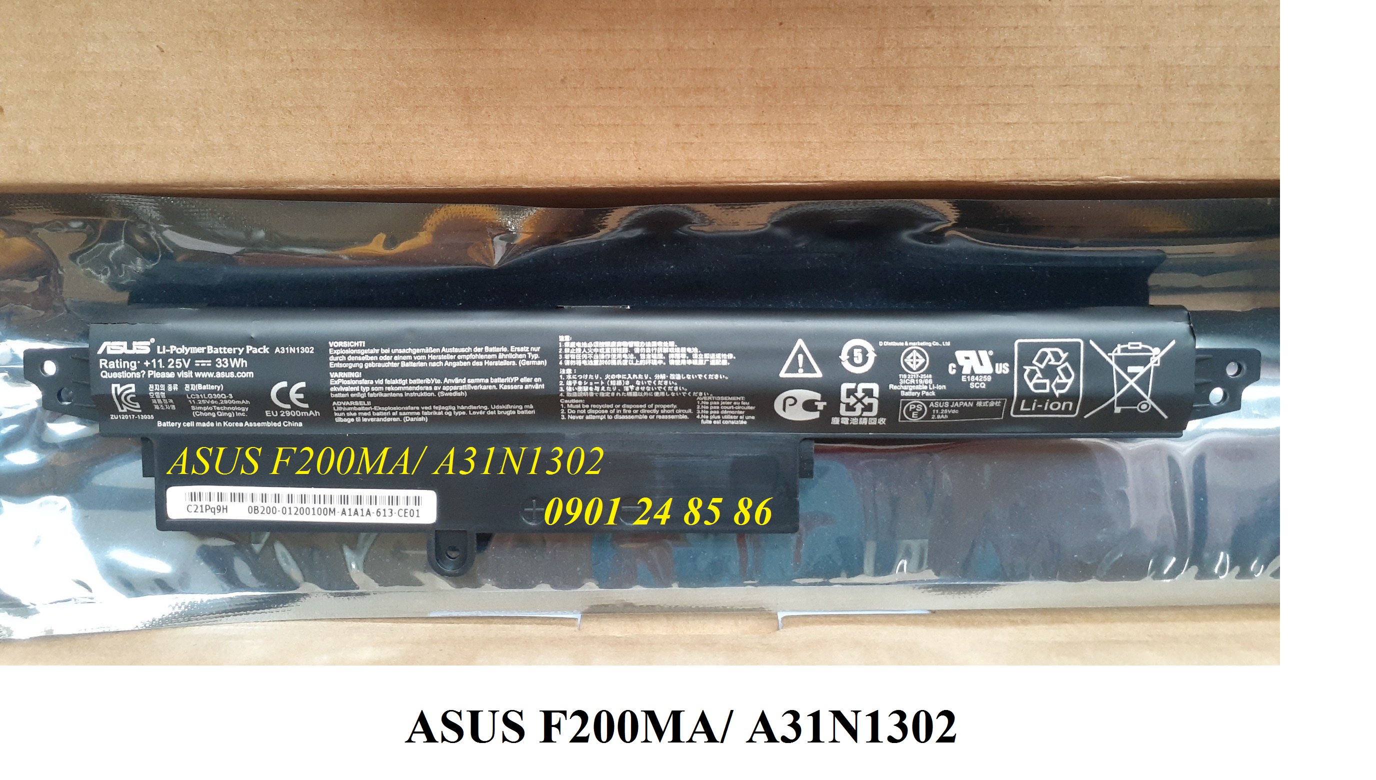 Pin Laptop Asus/ Battery Asus/ Pin Asus VivoBook X200CA/ X200MA/ R200CA/ R202CA/ F200MA/ F200CA/ K200MA (11.25V-33Wh-3Cell) A31N1302