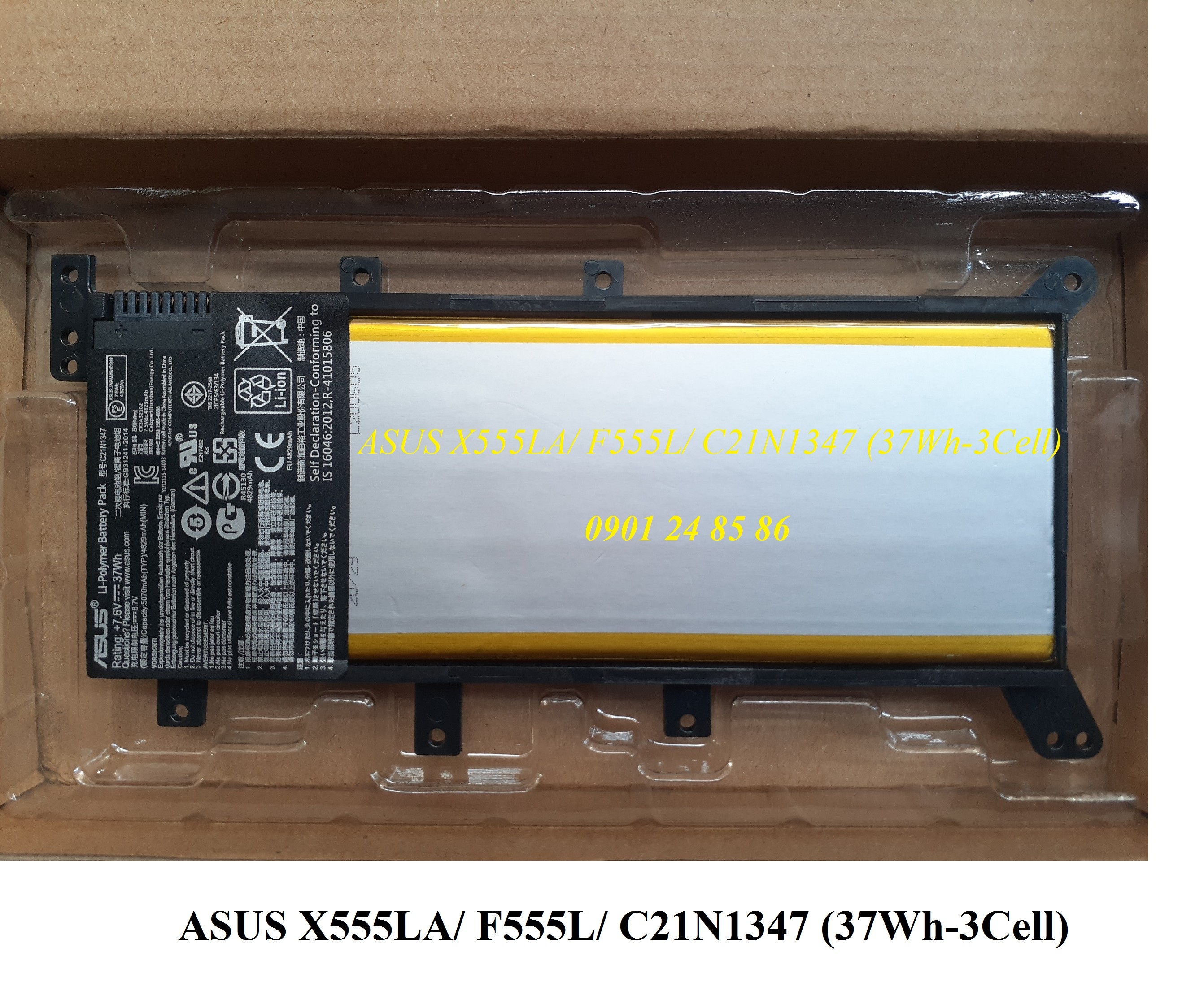 Pin Laptop Asus/ Battery Asus/ Pin Asus X555/ X555Y/ X555LD/ X555LN/ X555LA/ X555LD/ XX283H (7.6V-37Wh4Cell) C21N1347