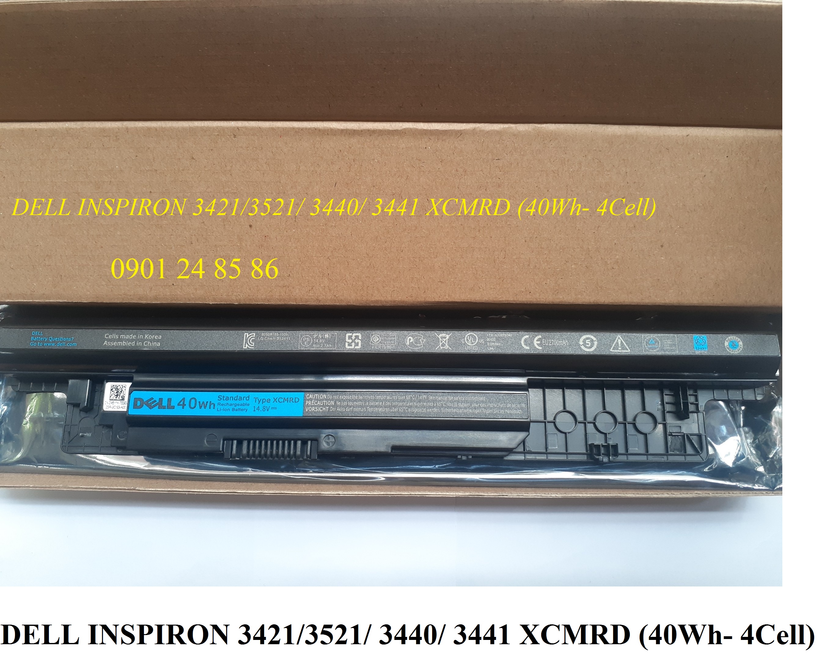 Pin Laptop Dell/ Battery Dell/ Pin Dell Inspiron  14 3421/ 3442/ 3443/ 3437/ 5421/ Inspiron 15 3521/ 3537/ 3542/ 3543/ 5521/ 17 3721/ 5721/ MR90Y (14.8V-40Wh-4Cell) XCMRD