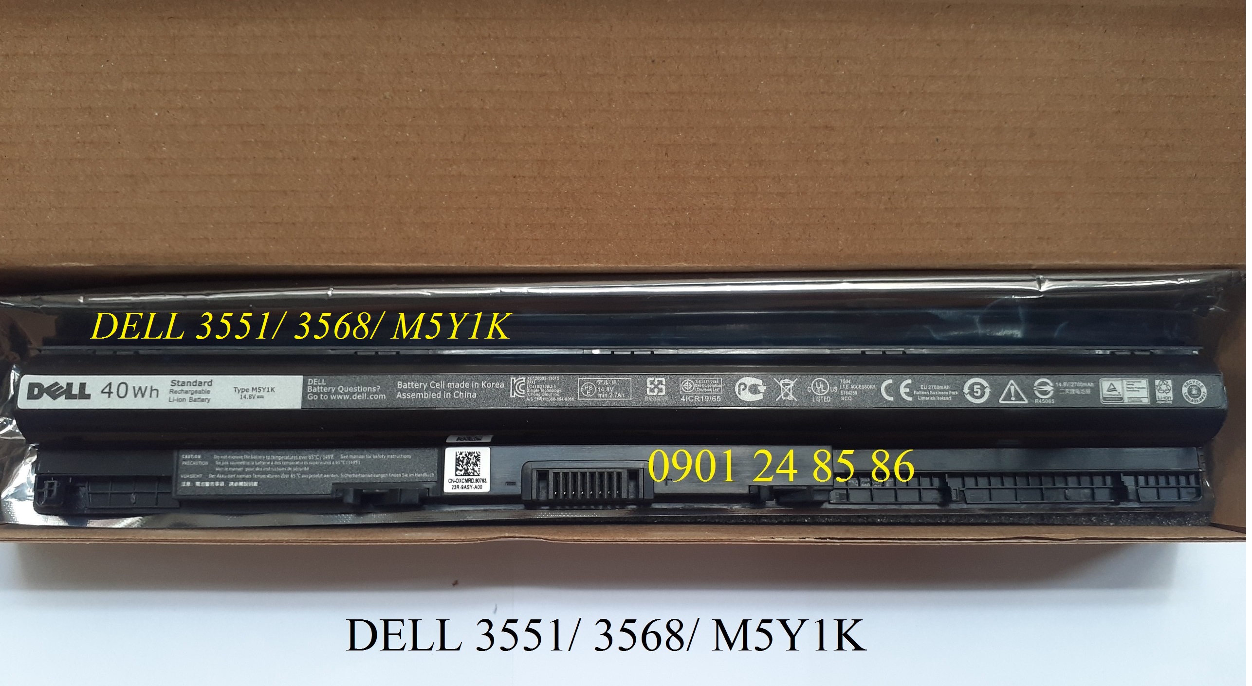 Pin Laptop Dell/ Battery Dell/ Pin Dell Inspiron 14 3451/ 3459/ 3467/ 3476/ 5459/ 5468/ Inspiron 15 3551/ 3558/ 3567/ 3568/ 5558/ Inspiron 17 5758/ 5759/ 5755 WKRJ2, GXVJ3, HD4J0, K185W (14.8V- 40Wh-4cCell) M5Y1K