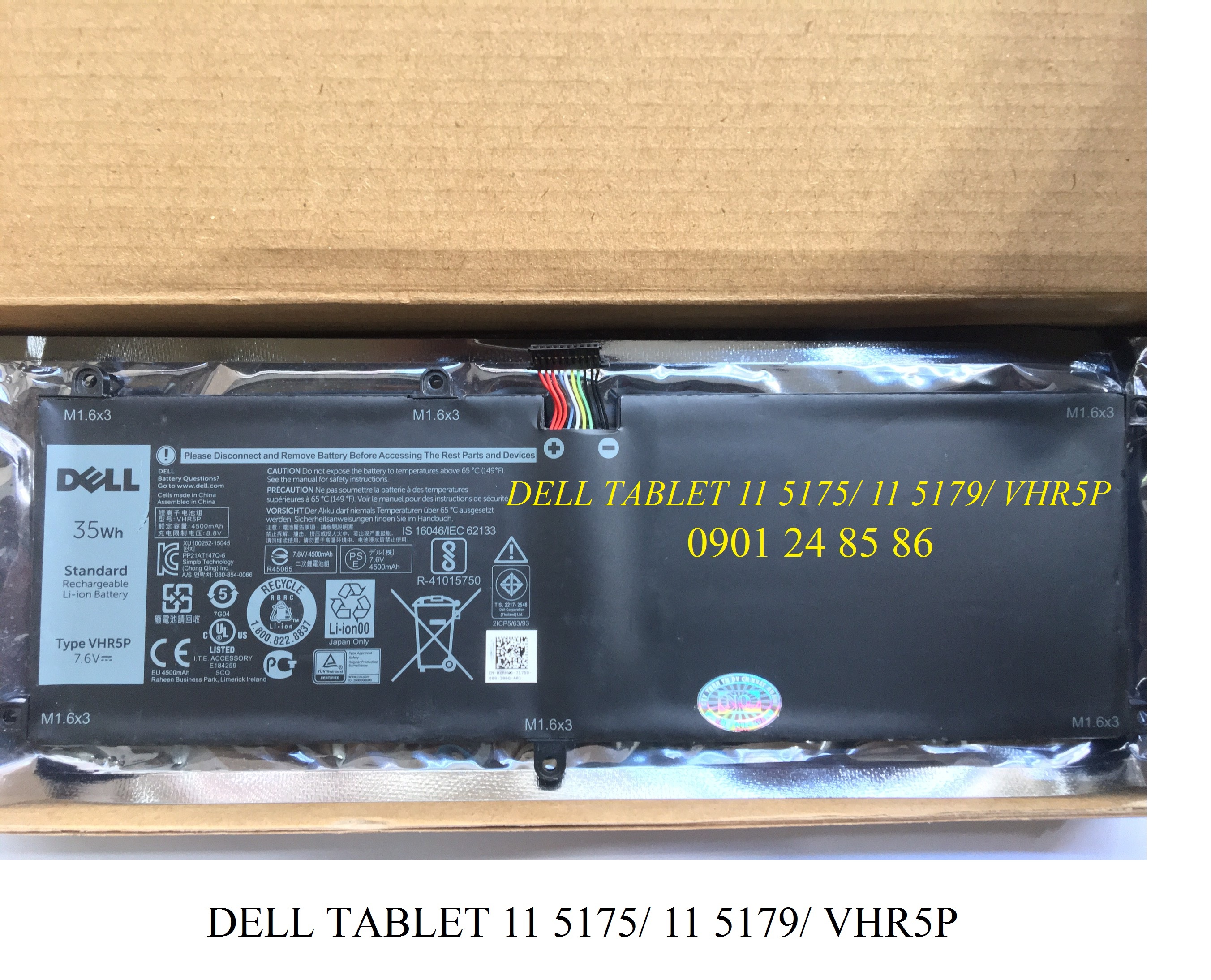 Pin Laptop Dell/ Battery Dell/ Pin Dell Latitude 11 5175/ 5179/ E5175 Tablet/ XRHWG/ 0XRHWG/ RHF3V (7.6V- 35Wh- 4Cell) VHR5P