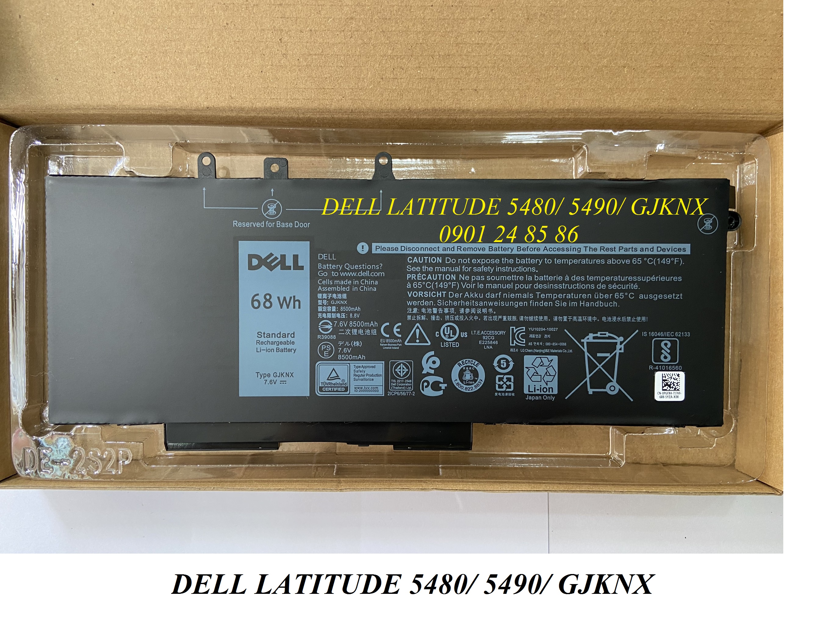 Pin Laptop Dell/ Battery Dell/ Pin Dell Latitude 15 5280/ 5290/ 5480/ 5490/ 5491/ 5495/ 5580/ 5590/ 5591/ E5480/ E5580/ E5490/ E5491/ E5590/ E5591/ Precision 3520/ 7520/ 3530/ 93FTF, GD1JP (68WH-4Cell) GJKNX