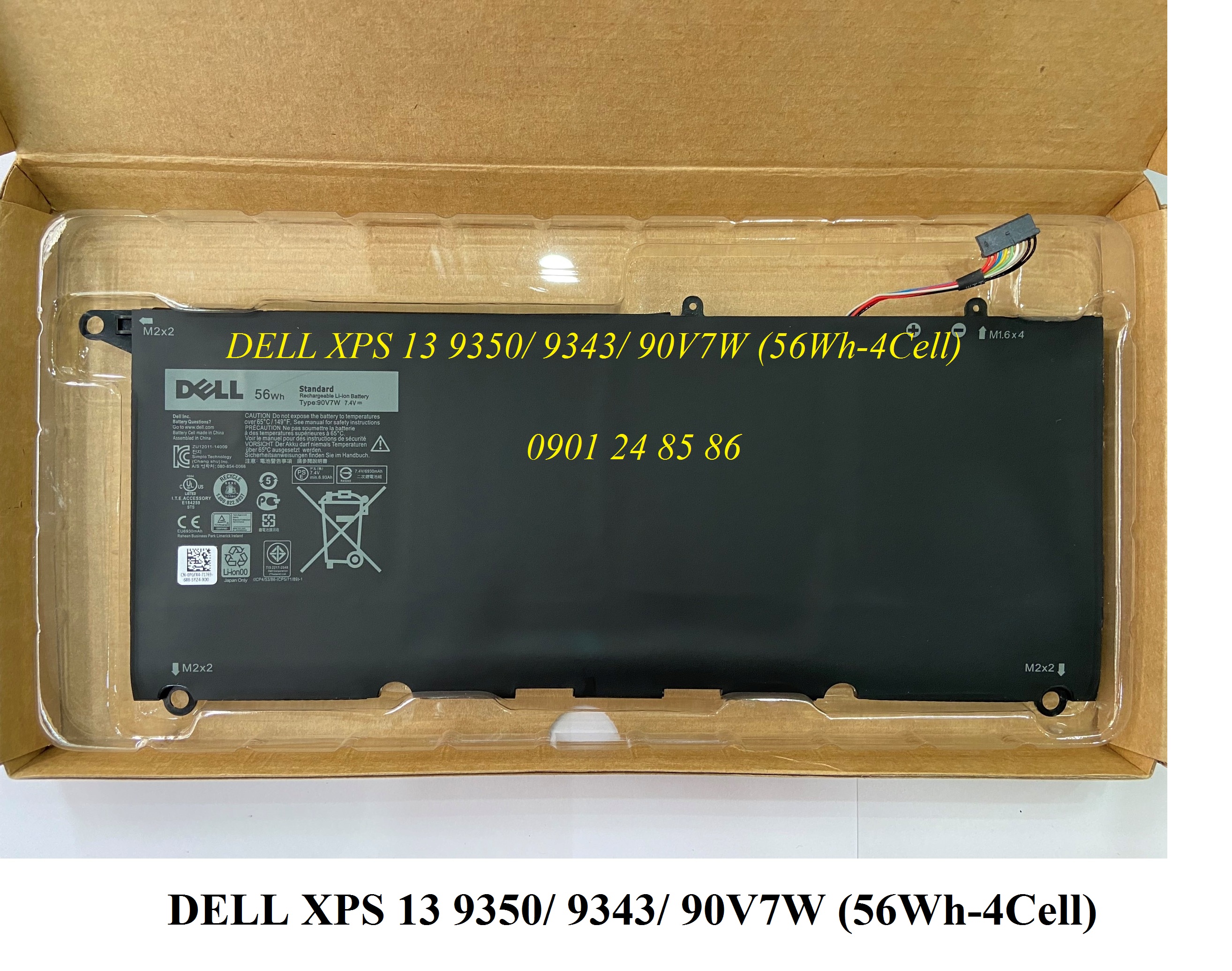 Pin Laptop Dell/ Battery Dell/ Pin Dell XPS 13 9343/ 9350/ 9360/ RWT1R/ 0N7T6/ 0DRRP (7.4V- 52Wh-4Cell) JD25G