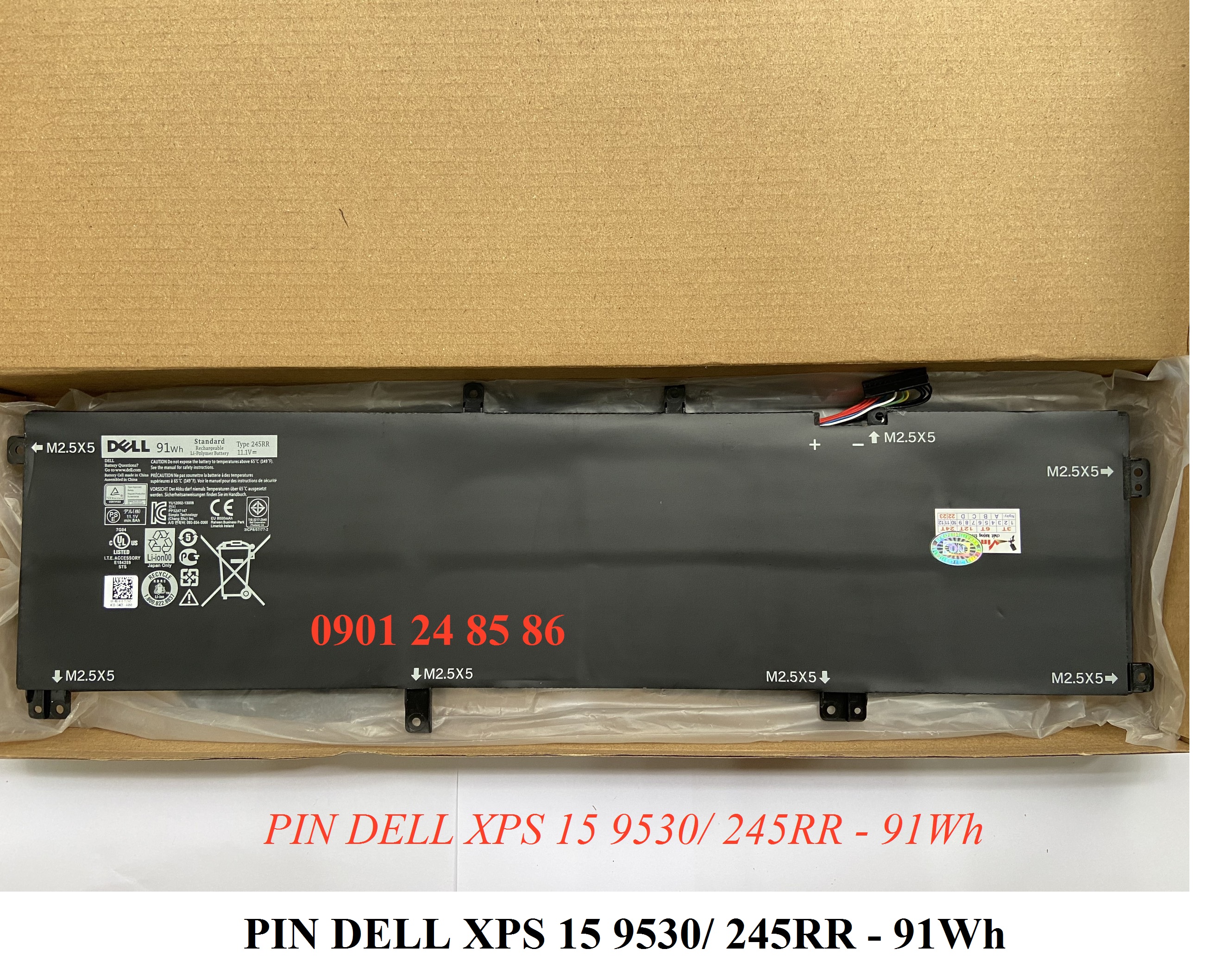 Pin Laptop Dell/ Battery Dell/ Pin Dell XPS 15 9530/ Precision M3800/ T0TRM (11.1V-91Wh-6Cell) 245RR