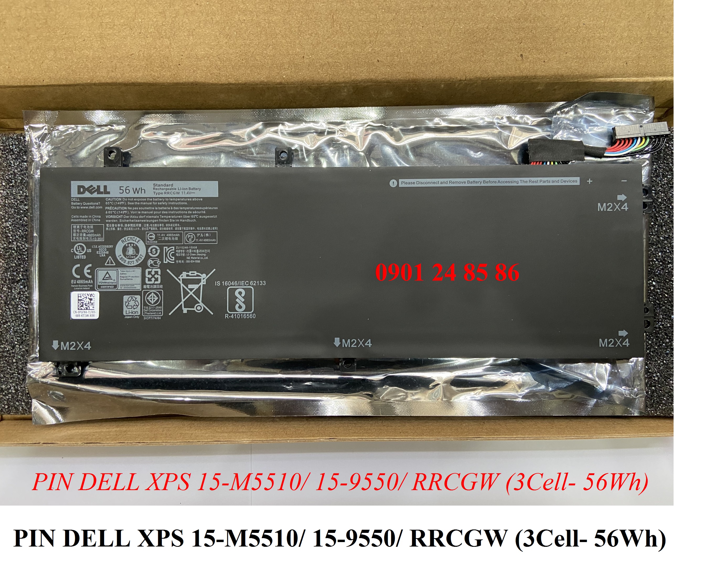 Pin Laptop Dell/ Battery Dell/ Pin Dell XPS 15 9550/ Precision 5510 series P56F/ P56F001/ 62MJV/ M7R96/ 062MJV (11.1V-56Wh-3Cell) RRCGW 