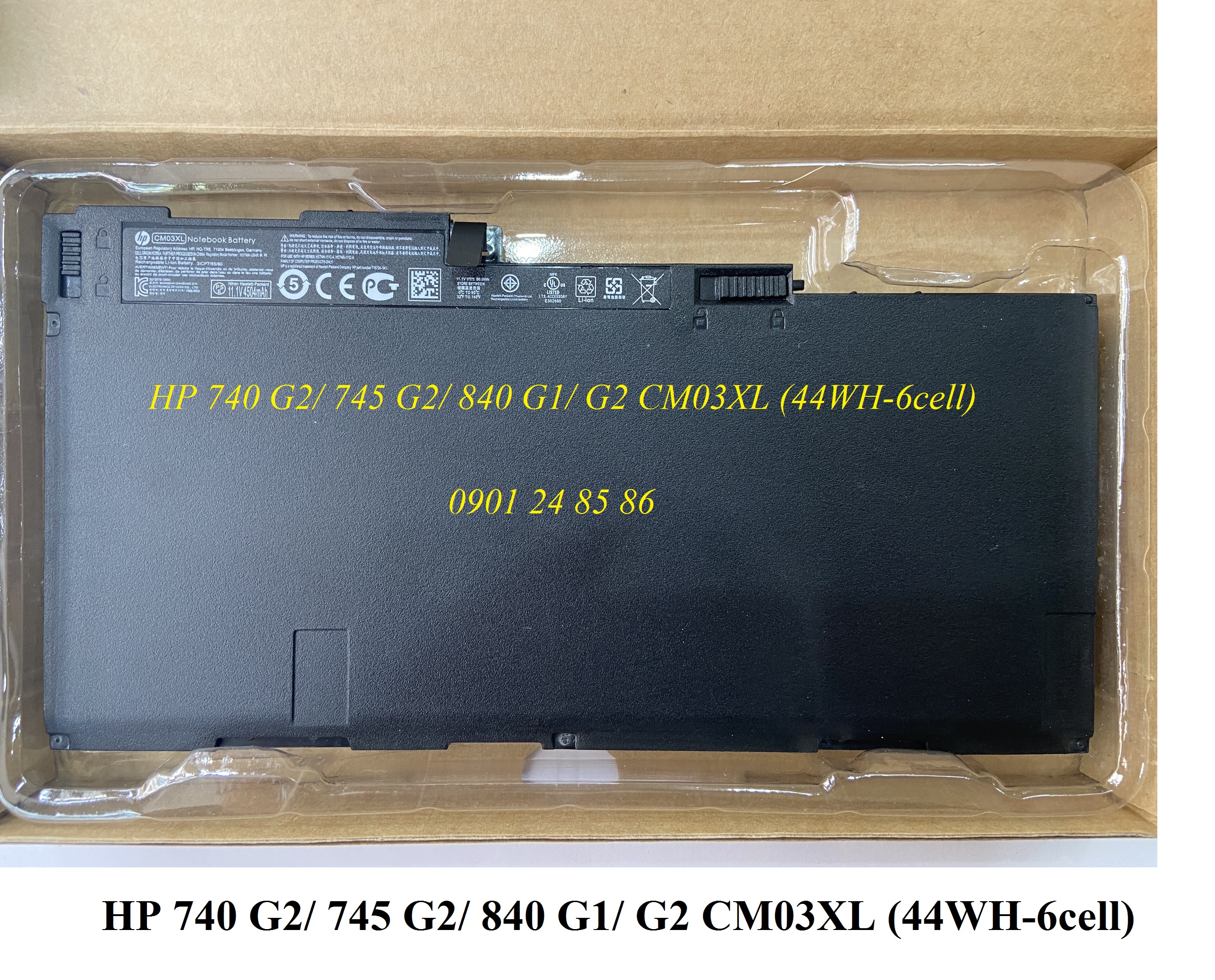 Pin Laptop HP/ Battery HP/ Pin HP Elitebook 740 G2/ 745 G2/ 750 G2/ 755 G2/ 840 G1/ 840 G2/ 845 G2/ 850 G1/ 850 G2/ HSTNN-IB4R/ 717376-001 (11.1V-44Wh-3Cell)  CM03XL