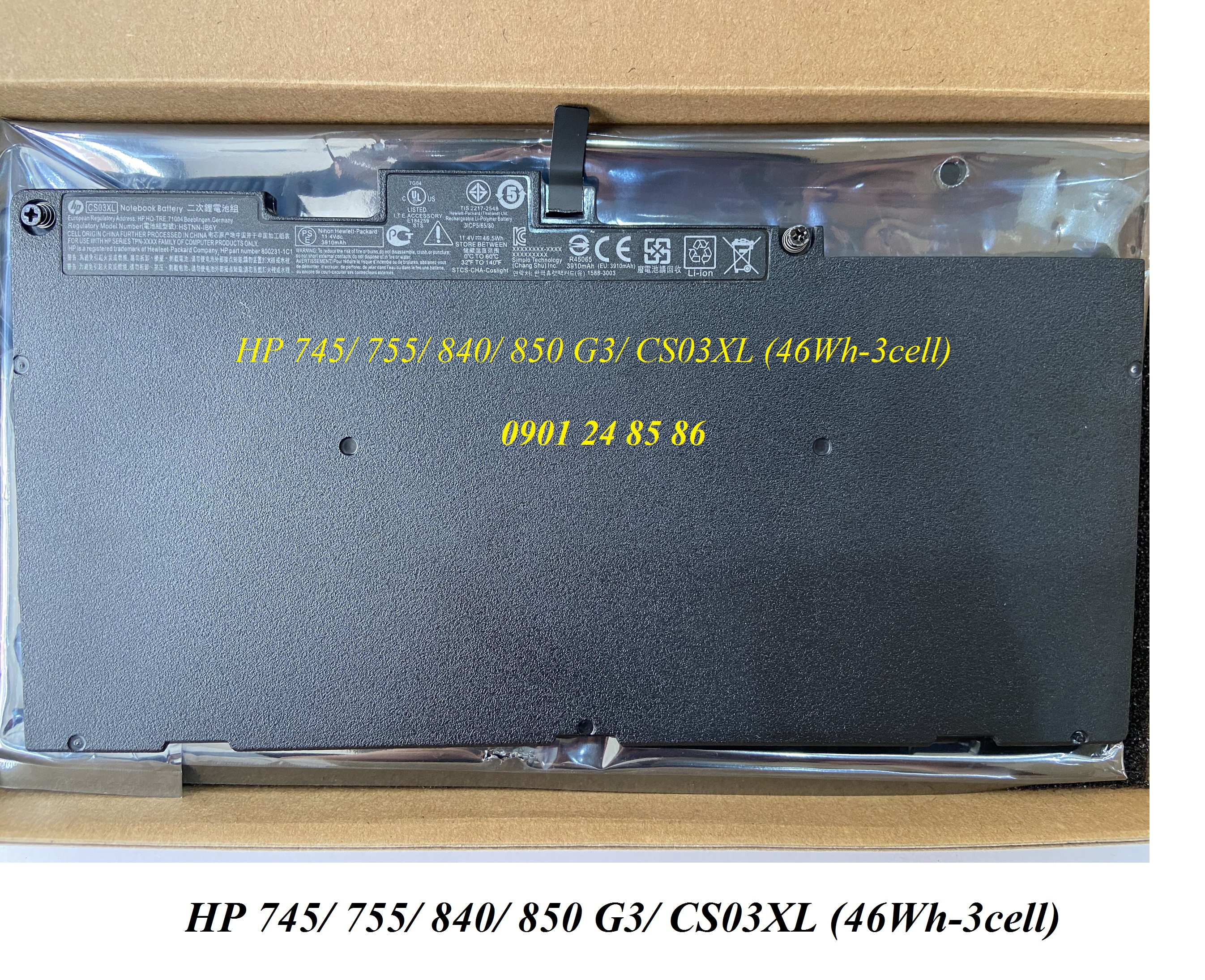 Pin Laptop HP/ Battery HP/ Pin HP EliteBook 745 G3/ 745 G4/ 755 G3/ 755 G4/ 840 G3/ 840 G4/ 850 G3/ 850 G4/ HSTNN-IB6Y/ 800231-141 (11.4V-46.5Wh-3Cell) CS03XL 