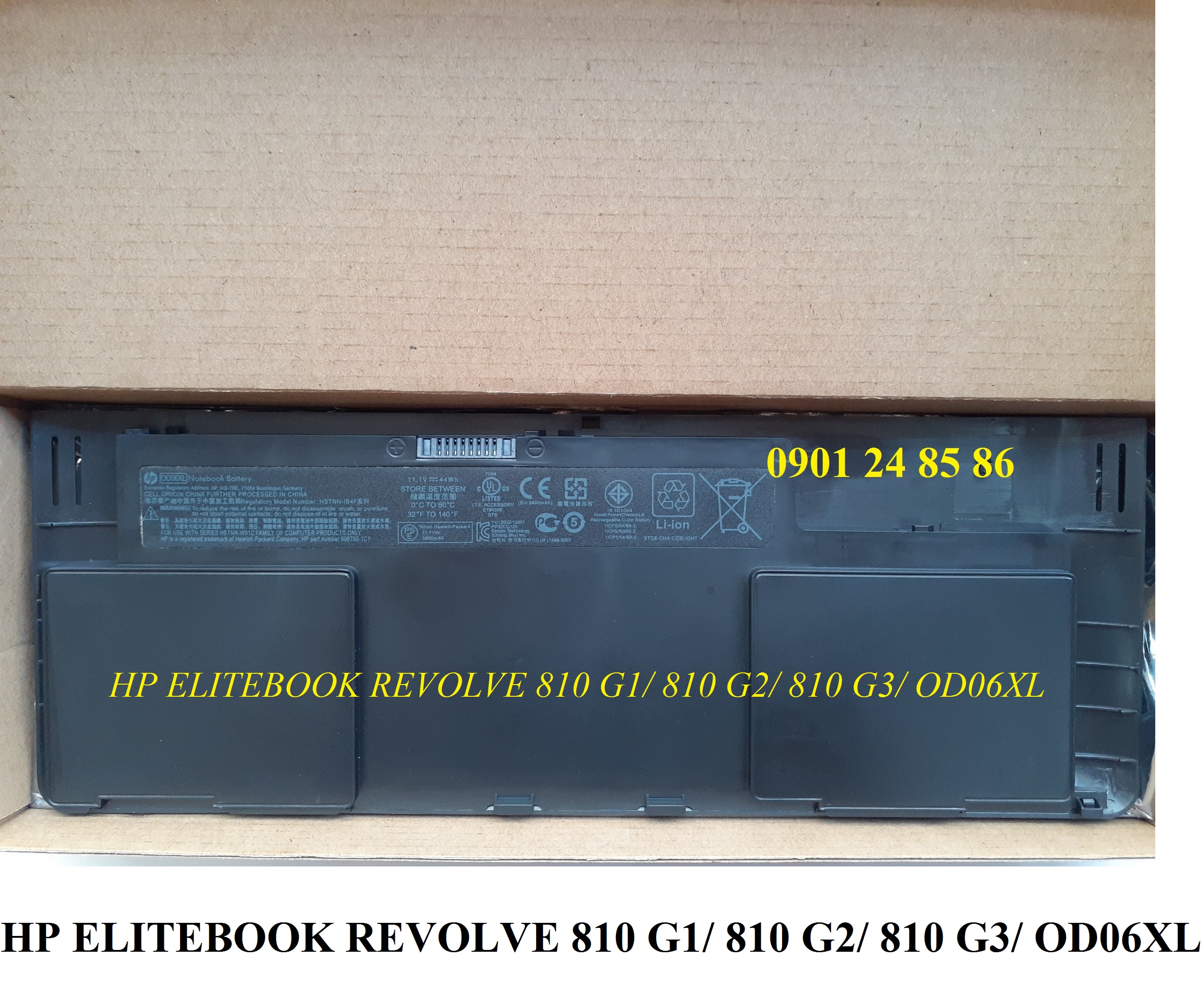 Pin Laptop HP/ Battery HP/ Pin HP EliteBook Revolve 810 G1/ 810 G2/ 810 G3/ HSTNN-W91C/ 698943-001 (11.1V-44Wh-6Cell) OD06XL