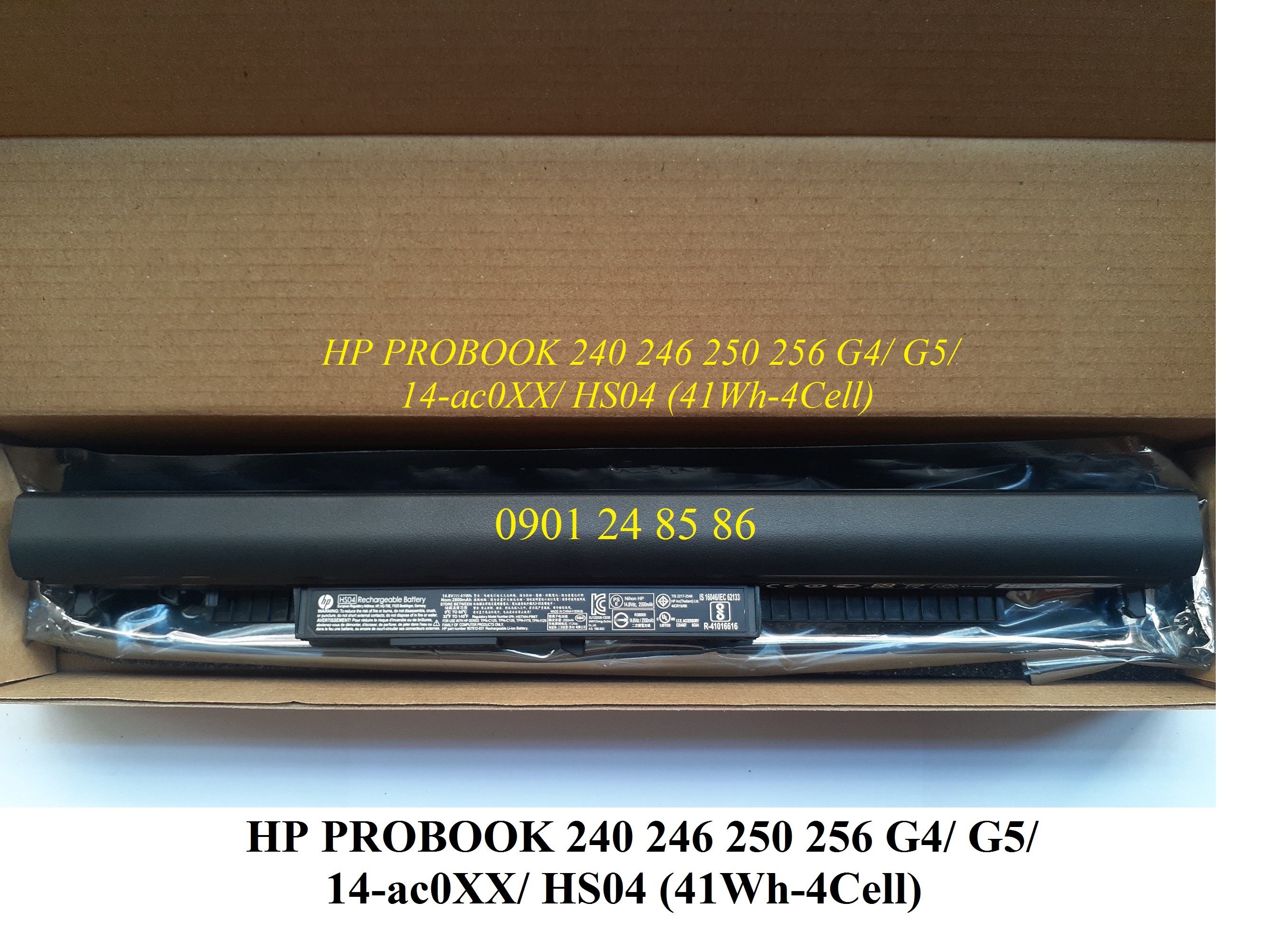 Pin Laptop HP/ Battery HP/ Pin HP Pavilion 14/ 14G/ 15/ 15G/ 14-ac072TU/ 14-AC100/ 14-AM118TU/ 15-AY071TU/ 15-AC097TU/ HSTNN-LB6U/ HSTNN-LB6V/ 807612-421/ 807956-001 (14.6V-41Wh-4Cell) HS04 