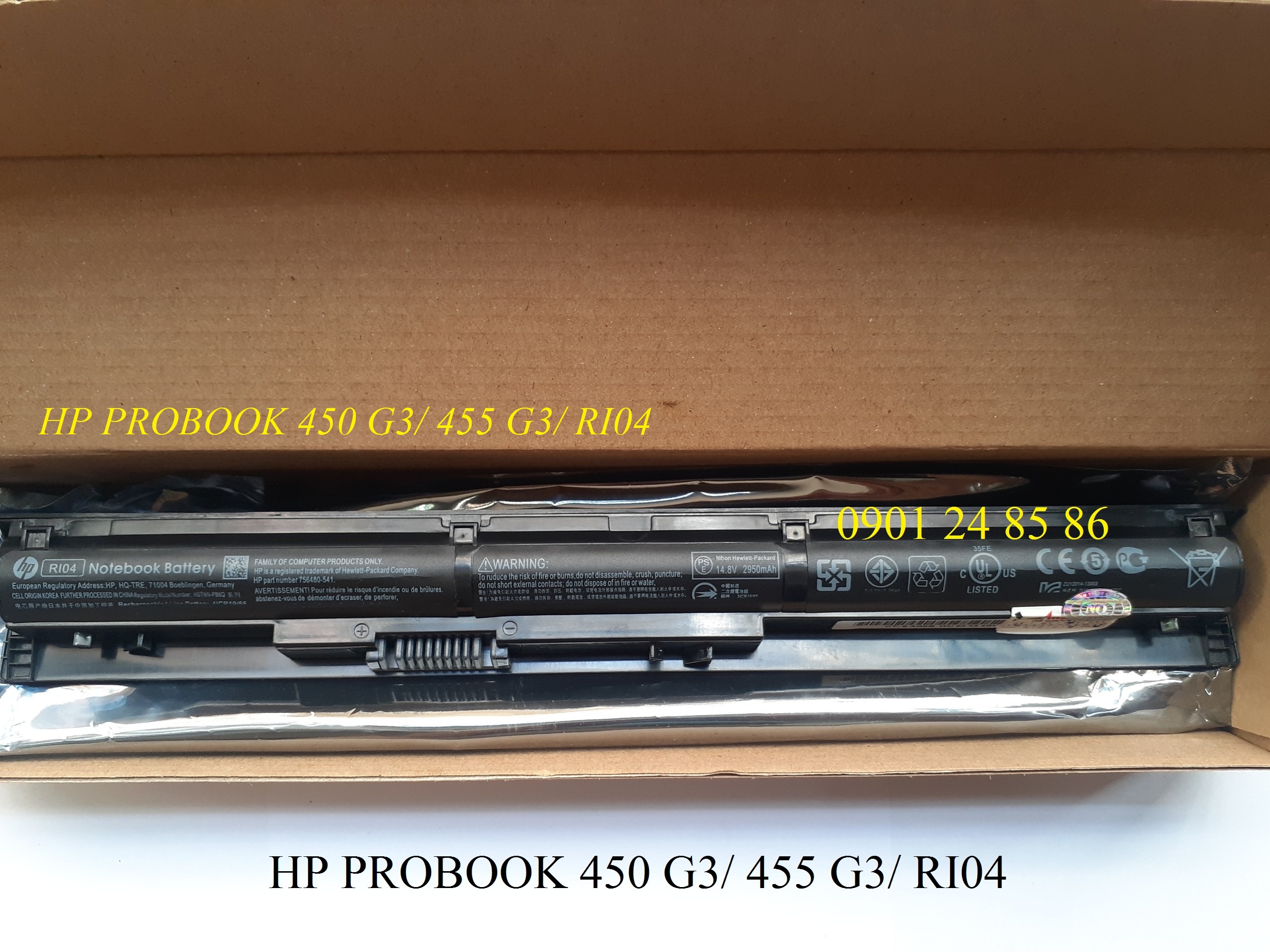 Pin Laptop HP/ Battery HP/ Pin HP ProBook 450 G3/ 455 G3/ 470 G3/ Envy 15-Q001TX/ 805294-001/ 805047-851/ HSTNN-PB6Q/ HSTNN-Q94C (14.8V-44Wh-4Cell) RI04