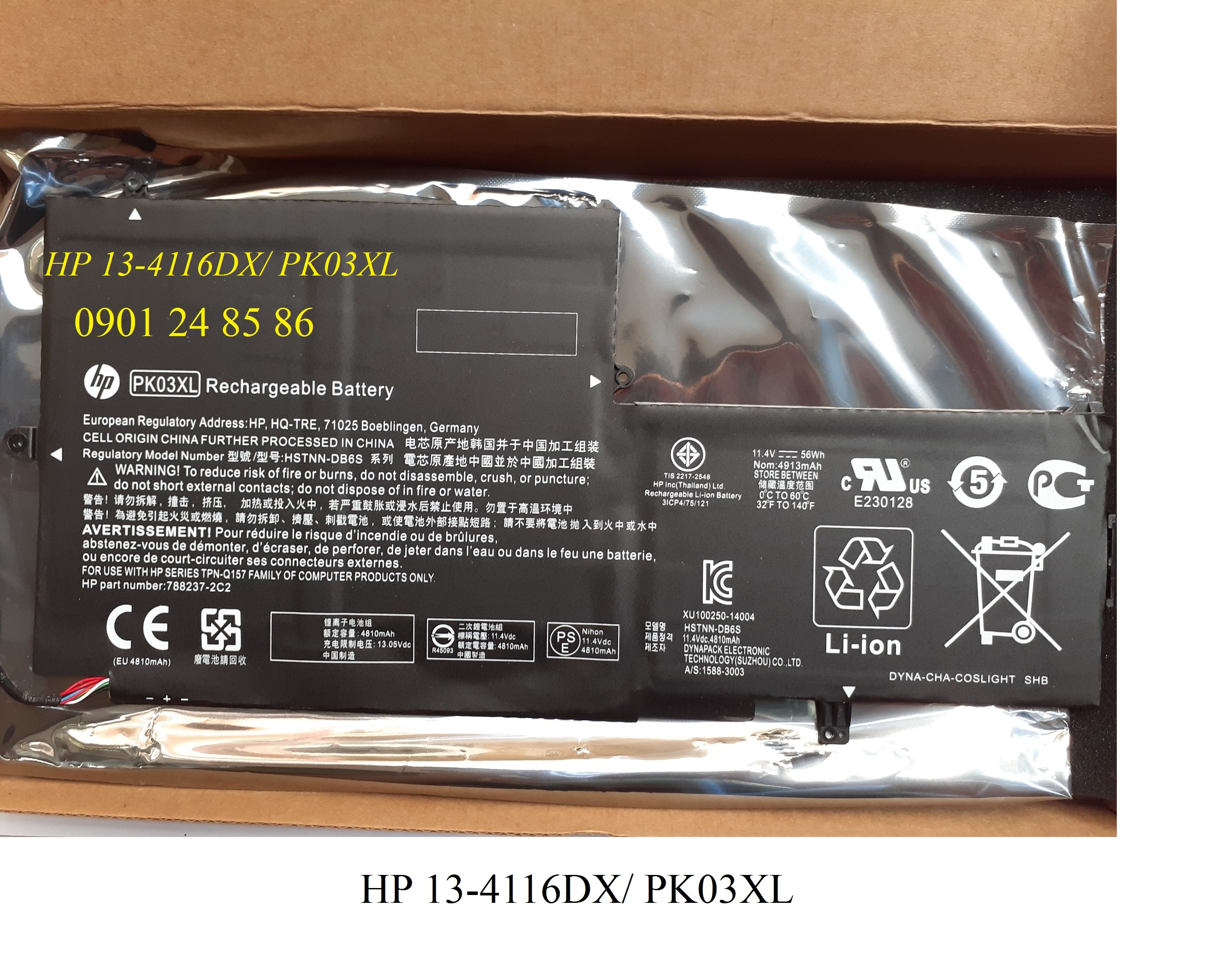 Pin Laptop HP/ Battery HP/ Pin HP Spectre Pro X360 G1/G2 / Spectre 13-4010/ 13-4029/ 13-4103/ 13-4104/ Series 788237-2C1/ HSTNN-DB6S (11.4V-56Wh-3Cell) PK03XL